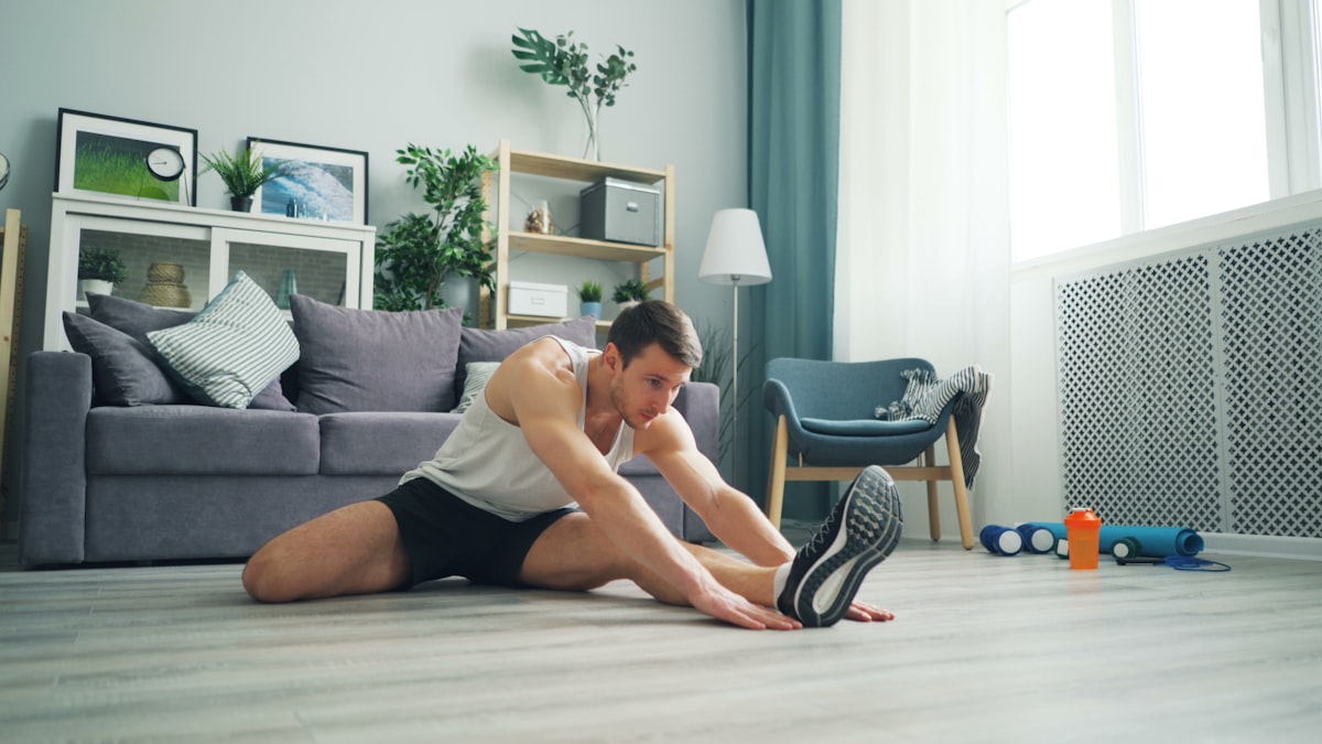 Rehabilitation class with instructor guiding clients through movement